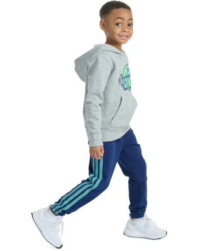 Adidas Originals Toddler & Little Boys Long-sleeve Graphic Fleece Pullover Hoodie & Jogger Pants, 2 Piece Set In Blue