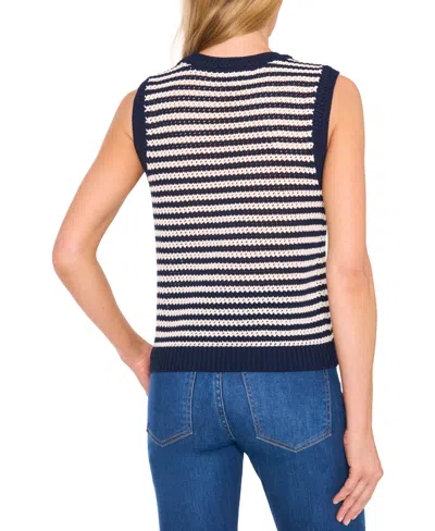 Cece Stripe Open Stitch Sweater Vest