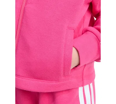 Adidas Originals Toddler & Little Girls Full-zip 3-stripe Hooded Fleece Jacket & Wide-leg Pants, 2 Piece Set In Pink