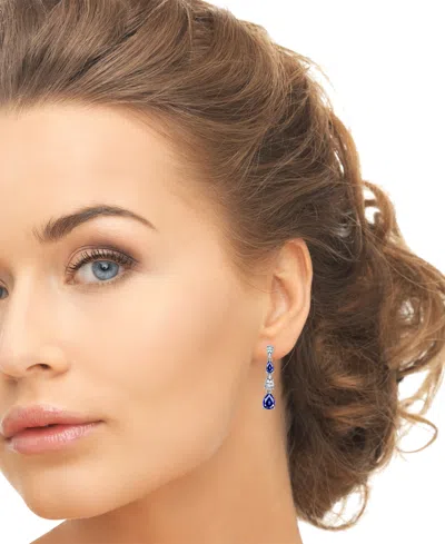 Macy's Blue Spinel (3/4 Ct. T.w.) & Lab Grown White Sapphire (1-7/8 Ct. T.w.) Pear-shaped Linear Drop Earri