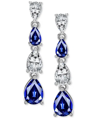 Macy's Blue Spinel (3/4 Ct. T.w.) & Lab Grown White Sapphire (1-7/8 Ct. T.w.) Pear-shaped Linear Drop Earri