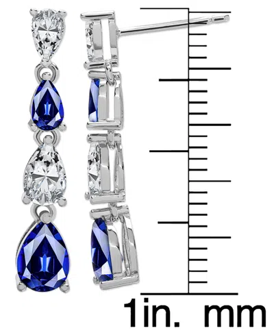 Macy's Blue Spinel (3/4 Ct. T.w.) & Lab Grown White Sapphire (1-7/8 Ct. T.w.) Pear-shaped Linear Drop Earri