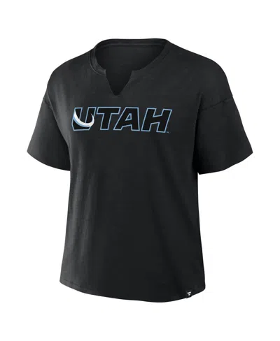 Fanatics Women's Black Utah Mammoth Combo Stadium Slub Boxy T-shirt