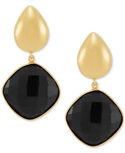 Macy's Green Onyx Square Drop Earrings In 24k Gold-plated Sterling Silver (also In Black Onyx)
