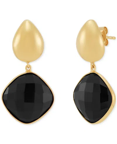 Macy's Green Onyx Square Drop Earrings In 24k Gold-plated Sterling Silver (also In Black Onyx)