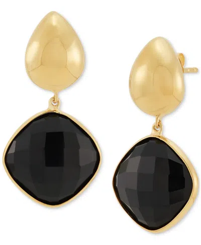 Macy's Green Onyx Square Drop Earrings In 24k Gold-plated Sterling Silver (also In Black Onyx)