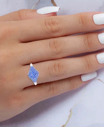 Macy's Lab-created Blue Sapphire Rhombus Cluster Ring (1-3/8 Ct. T.w.) In Sterling Silver