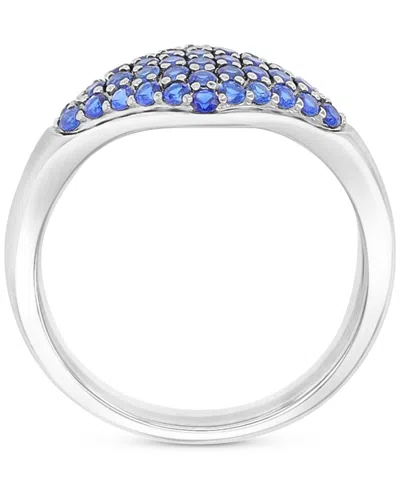 Macy's Lab-created Blue Sapphire Rhombus Cluster Ring (1-3/8 Ct. T.w.) In Sterling Silver