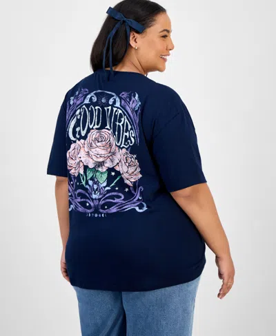 Rebellious One Trendy Plus Size Good Vibes T-shirt