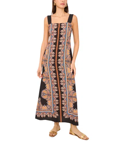 Vince Camuto Print Square Neck Sleeveless Maxi Dress In Brown