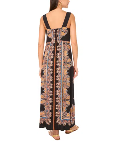 Vince Camuto Print Square Neck Sleeveless Maxi Dress In Brown