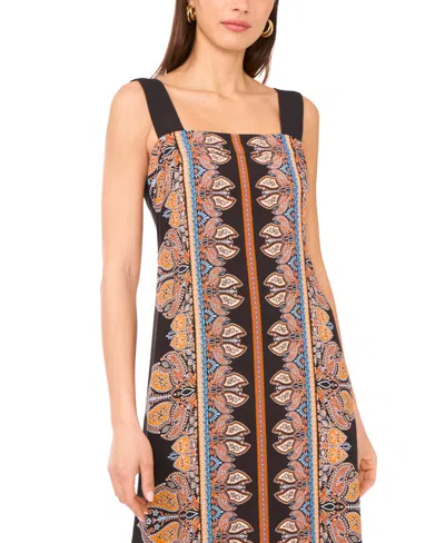 Vince Camuto Print Square Neck Sleeveless Maxi Dress In Brown