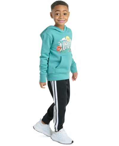 Adidas Originals Toddler & Little Boys Long-sleeve Graphic Fleece Pullover Hoodie & Jogger Pants, 2 Piece Set In Green