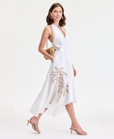 Inc International Concepts Women's Palm Eyelet Halter Dress, Exclusively At Macy's