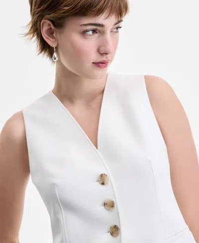 Hugo Boss V-neck Buttoned Waistcoat In White