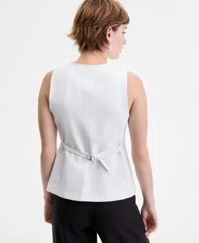 Hugo Boss V-neck Buttoned Waistcoat In White