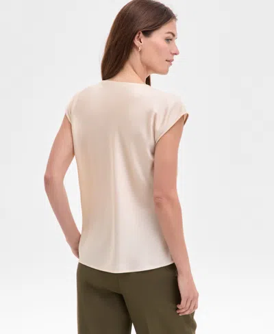 Tahari Asl Women's Extended-shoulder Draped-neck Blouse In Neutral