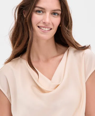 Tahari Asl Women's Extended-shoulder Draped-neck Blouse In Neutral