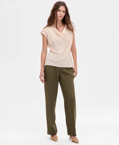 Tahari Asl Women's Extended-shoulder Draped-neck Blouse In Neutral