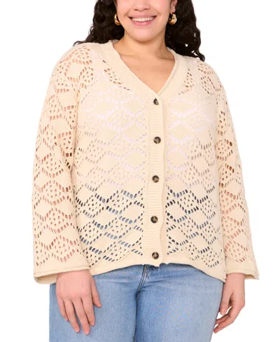Vince Camuto Plus Size Pointelle Cotton Cardigan