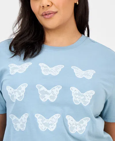 Rebellious One Trendy Plus Size Butterfly Applique T-shirt