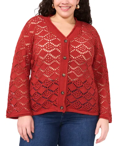 Vince Camuto Plus Size Pointelle Cotton Cardigan