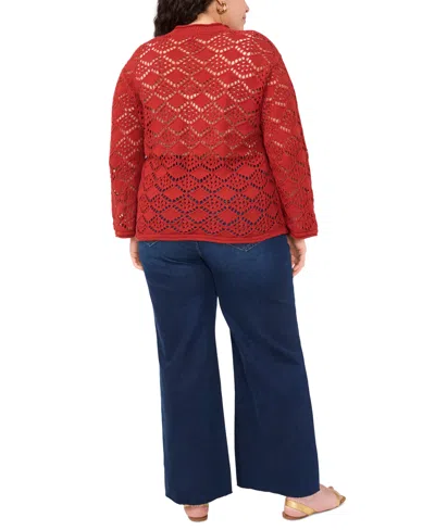 Vince Camuto Plus Size Pointelle Cotton Cardigan