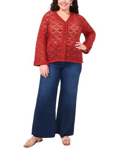 Vince Camuto Plus Size Pointelle Cotton Cardigan