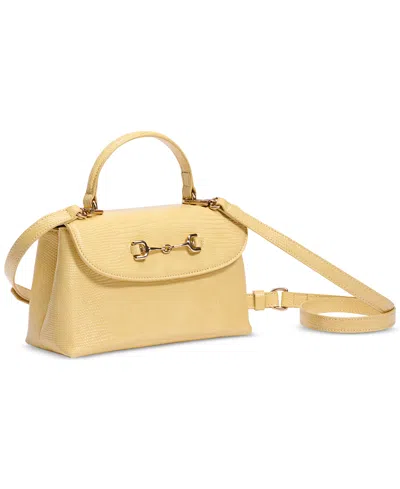 Sam Edelman Loraine Lizard Embossed Top Handle Bag In Yellow