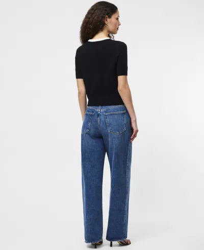 French Connection Babysoft Short Sleeve Sweater In Black