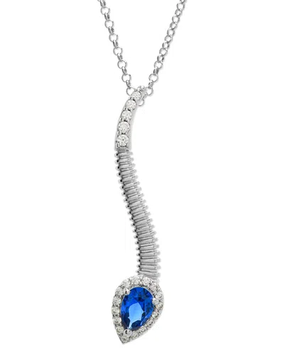 Macy's Blue Spinel (1/4 Ct. T.w.) & Lab Grown White Sapphire (1/2 Ct. T.w.) Snake 18" Pendant Necklace In S