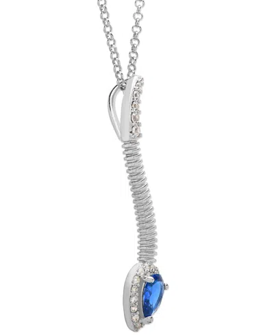 Macy's Blue Spinel (1/4 Ct. T.w.) & Lab Grown White Sapphire (1/2 Ct. T.w.) Snake 18" Pendant Necklace In S
