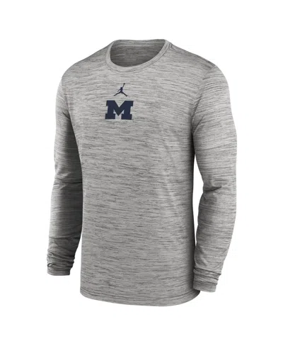 Jordan Men's Gray Michigan Wolverines 2025 Sideline Velocity Performance Long Sleeve T-shirt In Gray