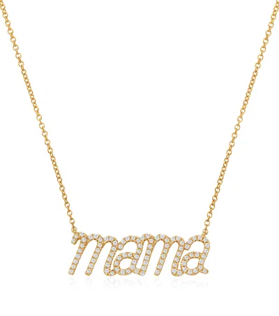 Noa Mini Yellow Gold And Diamond Mama Necklace
