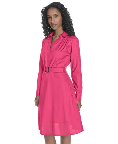 Calvin Klein Women's V-neck Long-sleeve A-line Dress