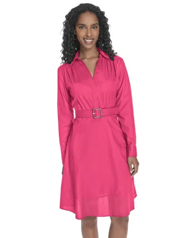 Calvin Klein Women's V-neck Long-sleeve A-line Dress