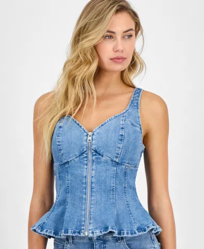 Guess Women's Anika Denim Peplum Top