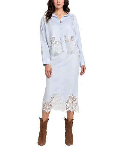Guess Women's Evie Lace-trim Chambray Shirt