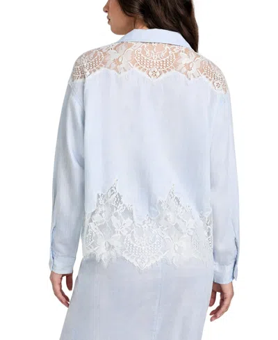 Guess Women's Evie Lace-trim Chambray Shirt