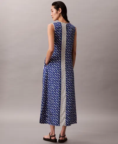Calvin Klein Printed Color-block Sleeveless Dress