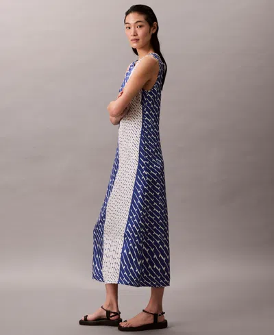 Calvin Klein Printed Color-block Sleeveless Dress