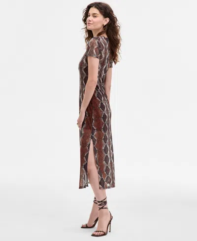 Steve Madden Women's Nola Printed Round-neck Dress In Brown