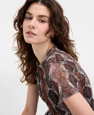 Steve Madden Women's Nola Printed Round-neck Dress In Brown