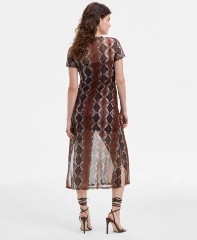 Steve Madden Women's Nola Printed Round-neck Dress In Brown