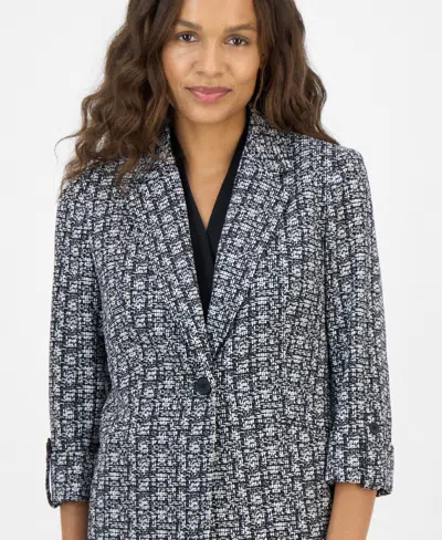 Ak Anne Klein Petite Printed Cool Crepe Jacket