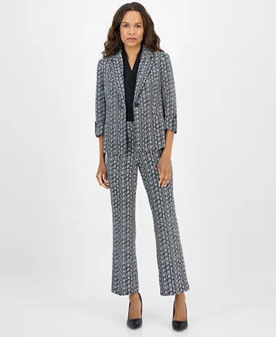 Ak Anne Klein Petite Printed Cool Crepe Jacket