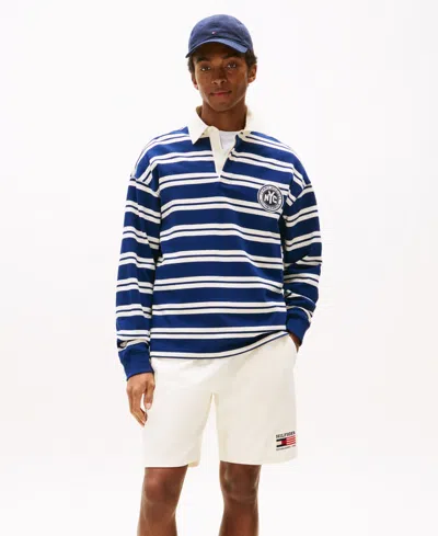 Tommy Hilfiger Relaxed Fit Striped Rugby Sweatshirt In Blue