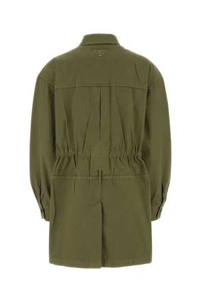 Prada Womens Green Old Panama Drawstring-waist Cotton Jacket In Green