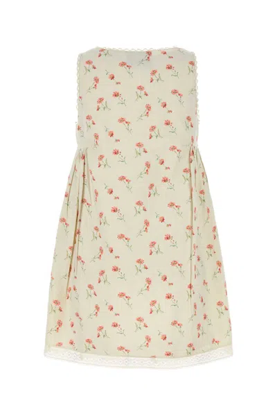 Prada Printed Linen Blend Mini Dress