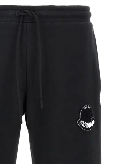 Moncler Cotton Joggers With Elasticated Cuffs And Drawstring Waistband In Black